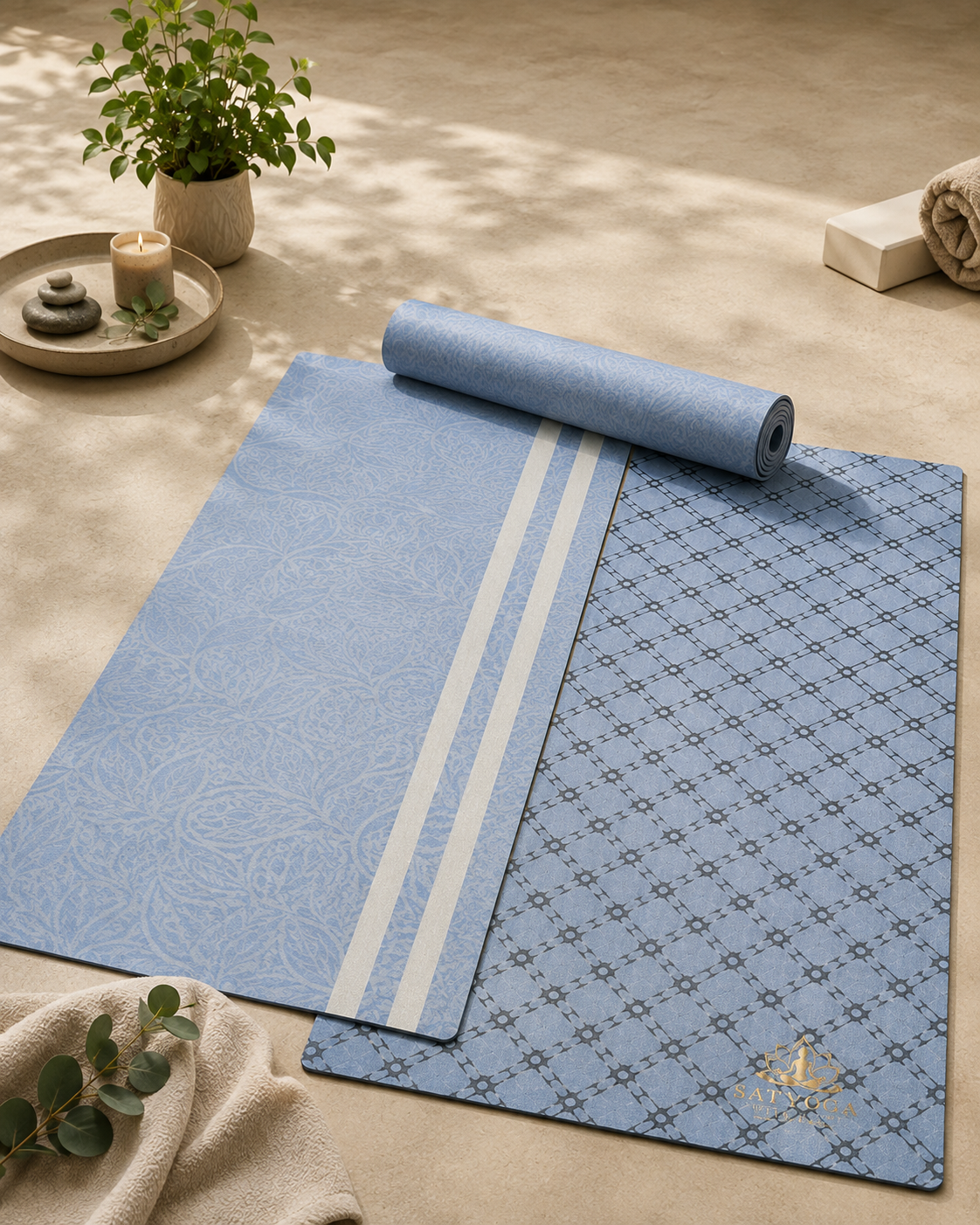 SATYOGA Welness Anti-Skid Cotton Yoga Mat Handwoven 6 x 2 Feet