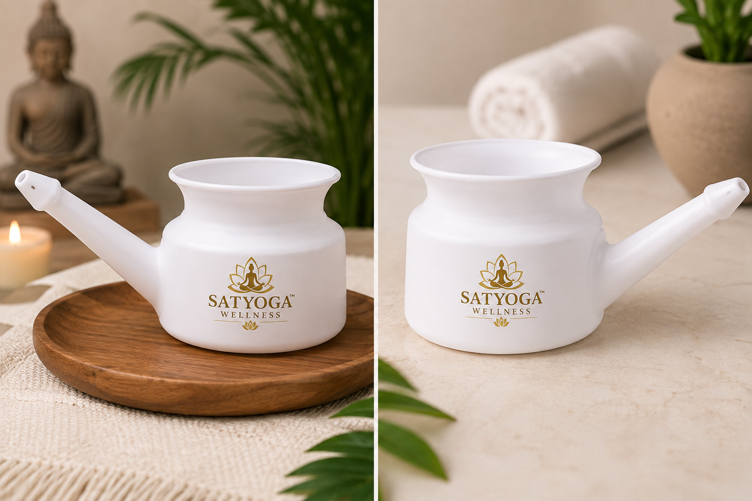 SATYOGA Wellness Plastic Neti Pot 450 ML for Jala Neti nasal cleansing