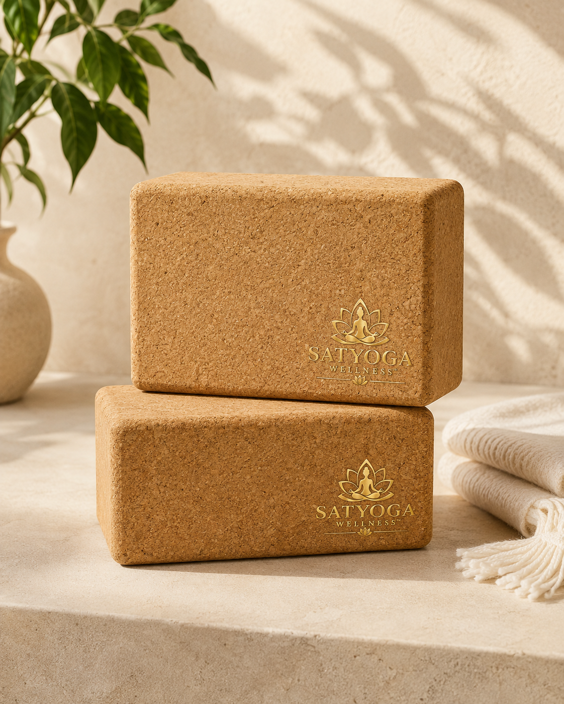 SATYOGA Welness Cork Yoga Blocks for yoga support and alignment