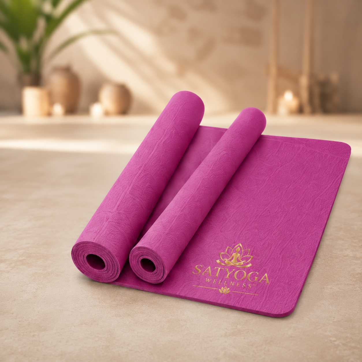 SATYOGA Welness EVA Rubber Yoga Mat pink 4 6 8 10 MM