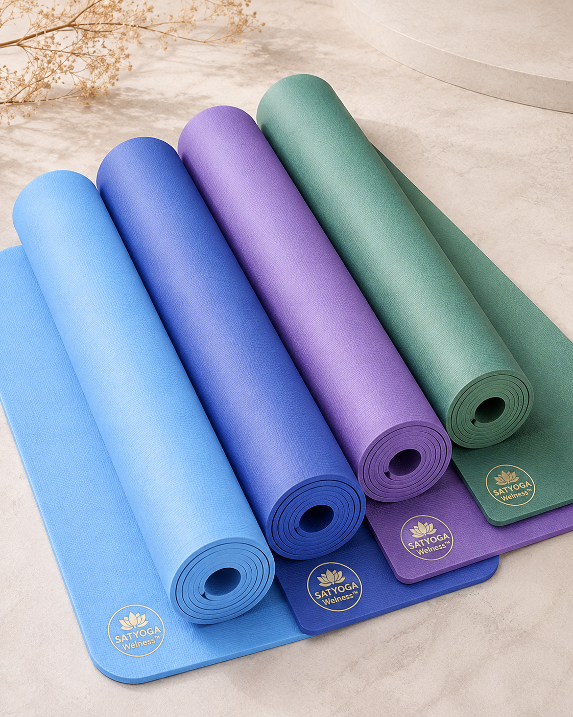 SATYOGA Welness TPE Rubber Yoga Mat 4 6 8 10 MM assorted colours