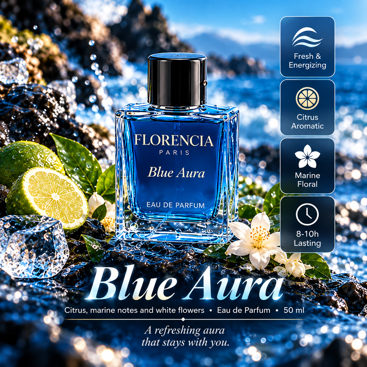 Florencia Paris Blue Aura citrus marine floral fragrance