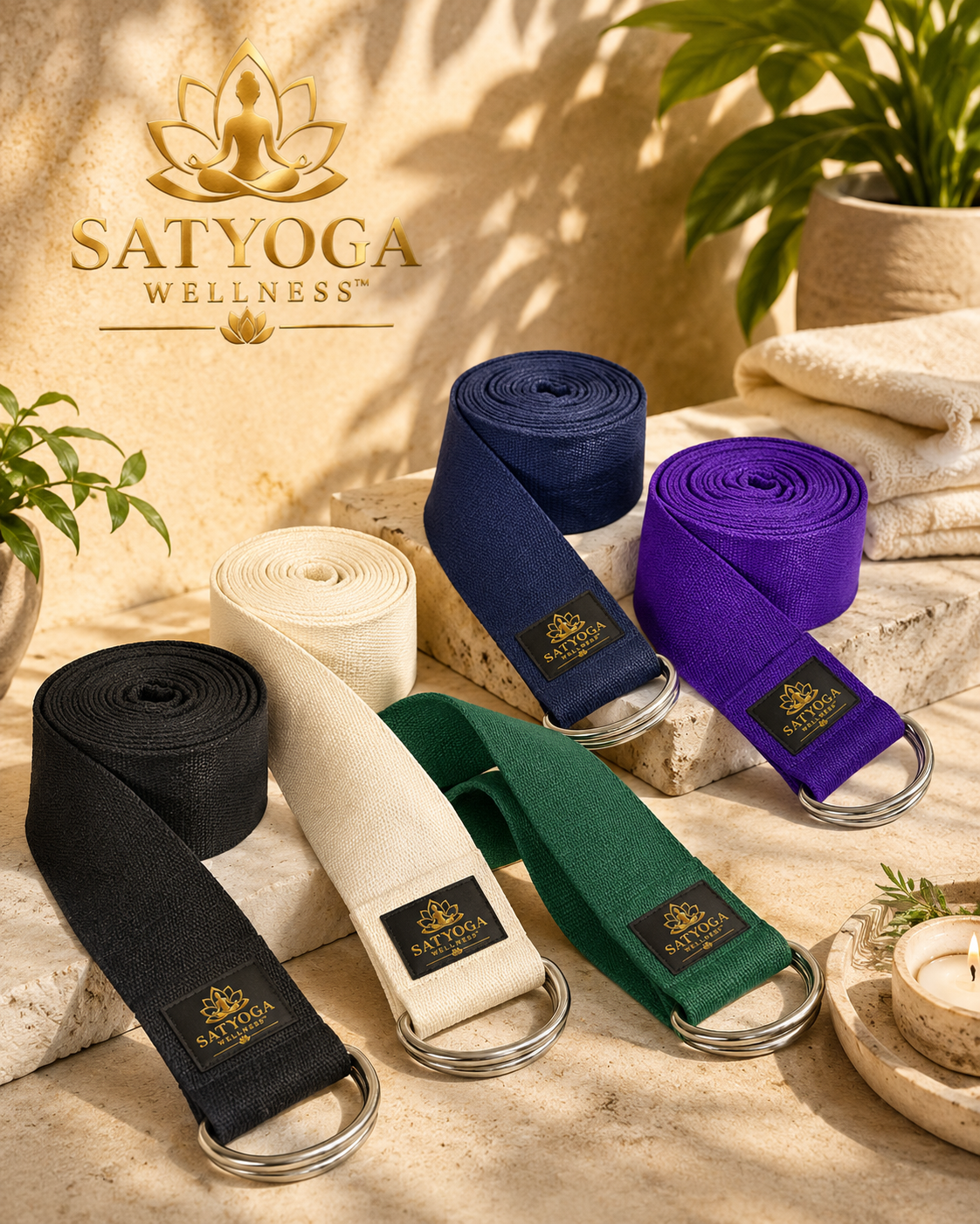SATYOGA Welness Cotton Yoga Straps for stretching and flexibility