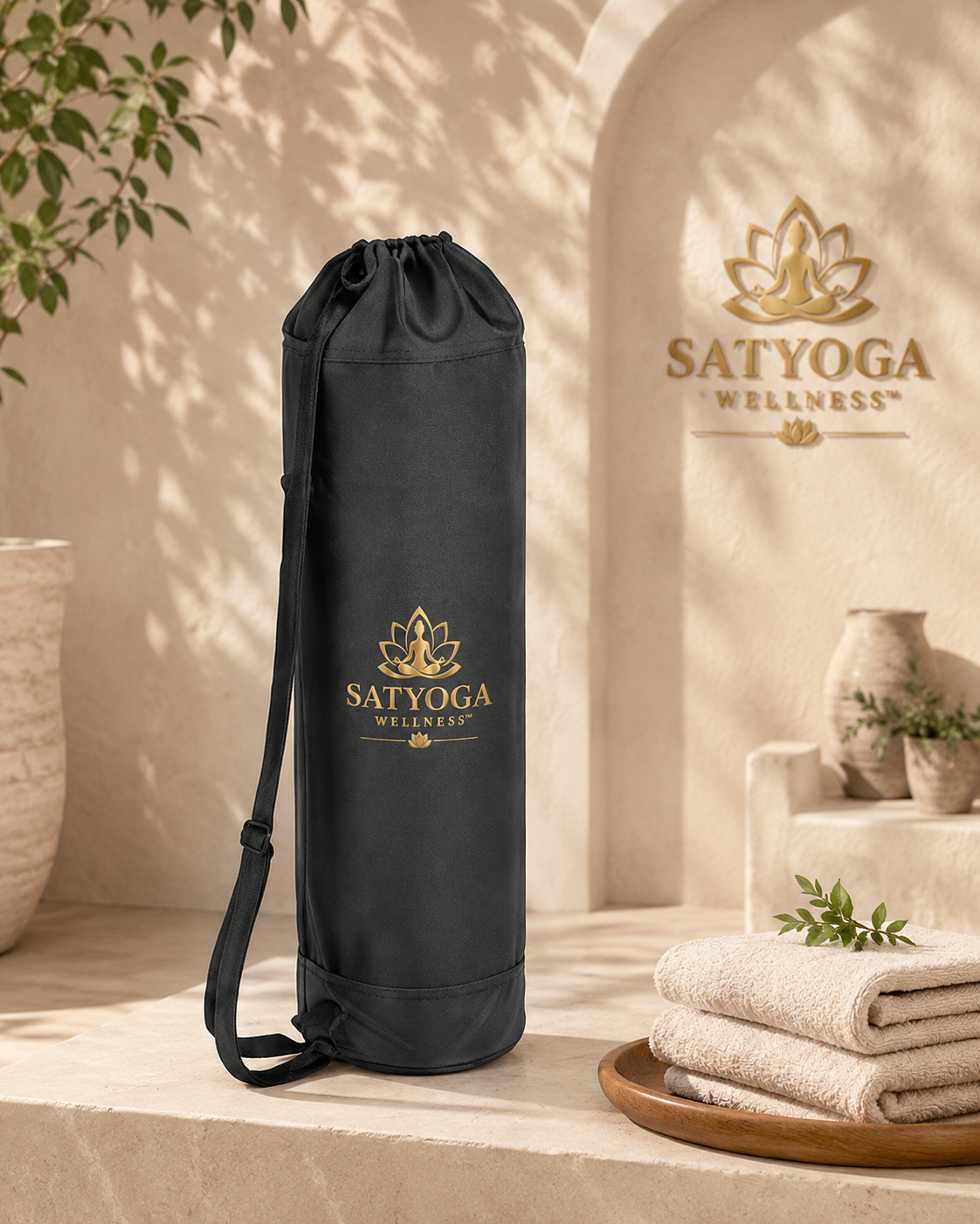 SATYOGA Welness Yoga Mat Bag Black for yoga mat carrying and storage