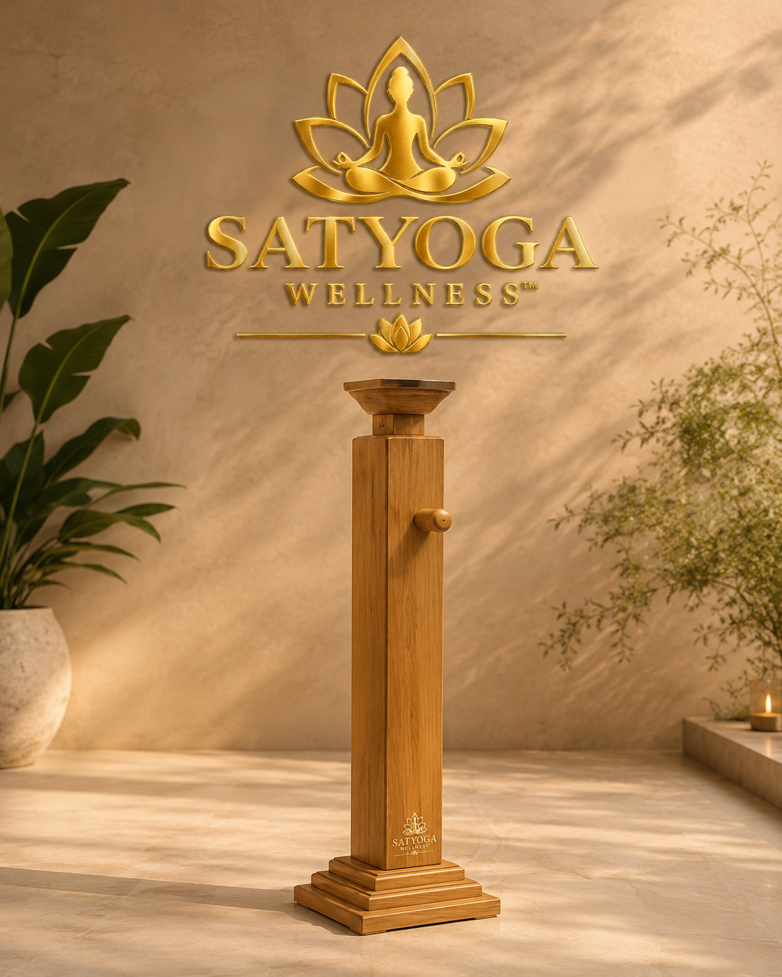 SATYOGA Welness Wooden Tower Trataka Stand for meditation and concentration