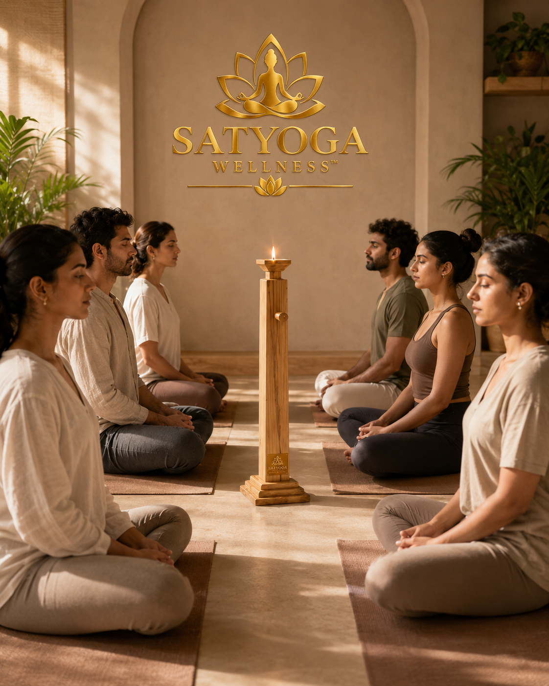 Tall wooden Trataka meditation stand by SATYOGA Welness