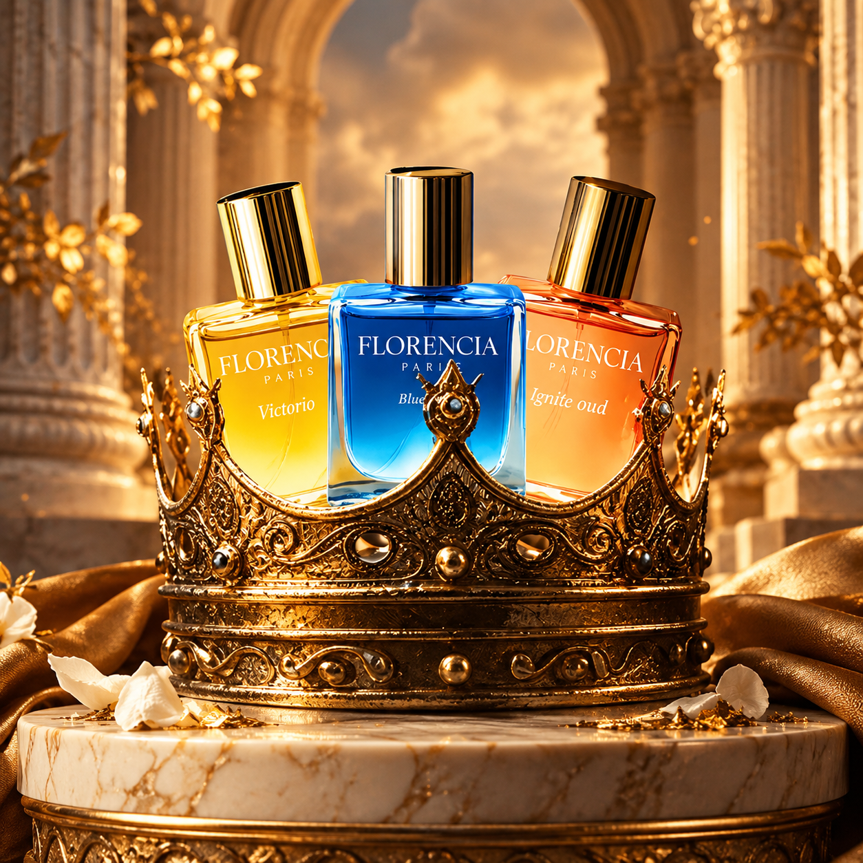 Florencia Paris Sigma King Collection featuring Blue, Victorio and Ignite Oud perfumes