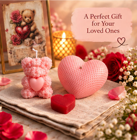 SATYOGA Welness™ Romantic Teddy Bear & Heart Candle Set - Image 3