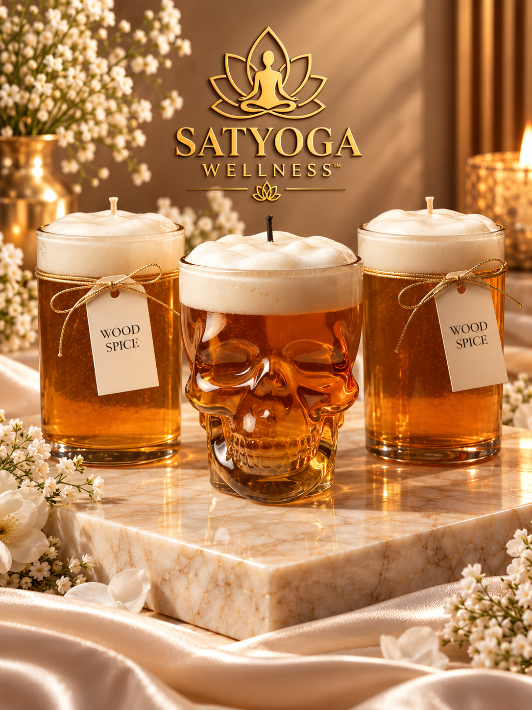 SATYOGA Welness™ Wood Spice Decorative Candle Collection